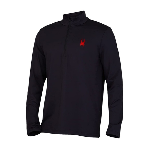 Spyder Prospect Zip Quarter Zip T Neck Pullover In Black/Red Logo Mens Size L - Picture 9 of 9